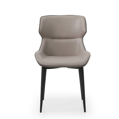 Gray and Black Upholstered Faux Leather Dining Side Chair HomeRoots