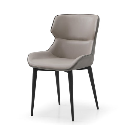 Gray and Black Upholstered Faux Leather Dining Side Chair HomeRoots