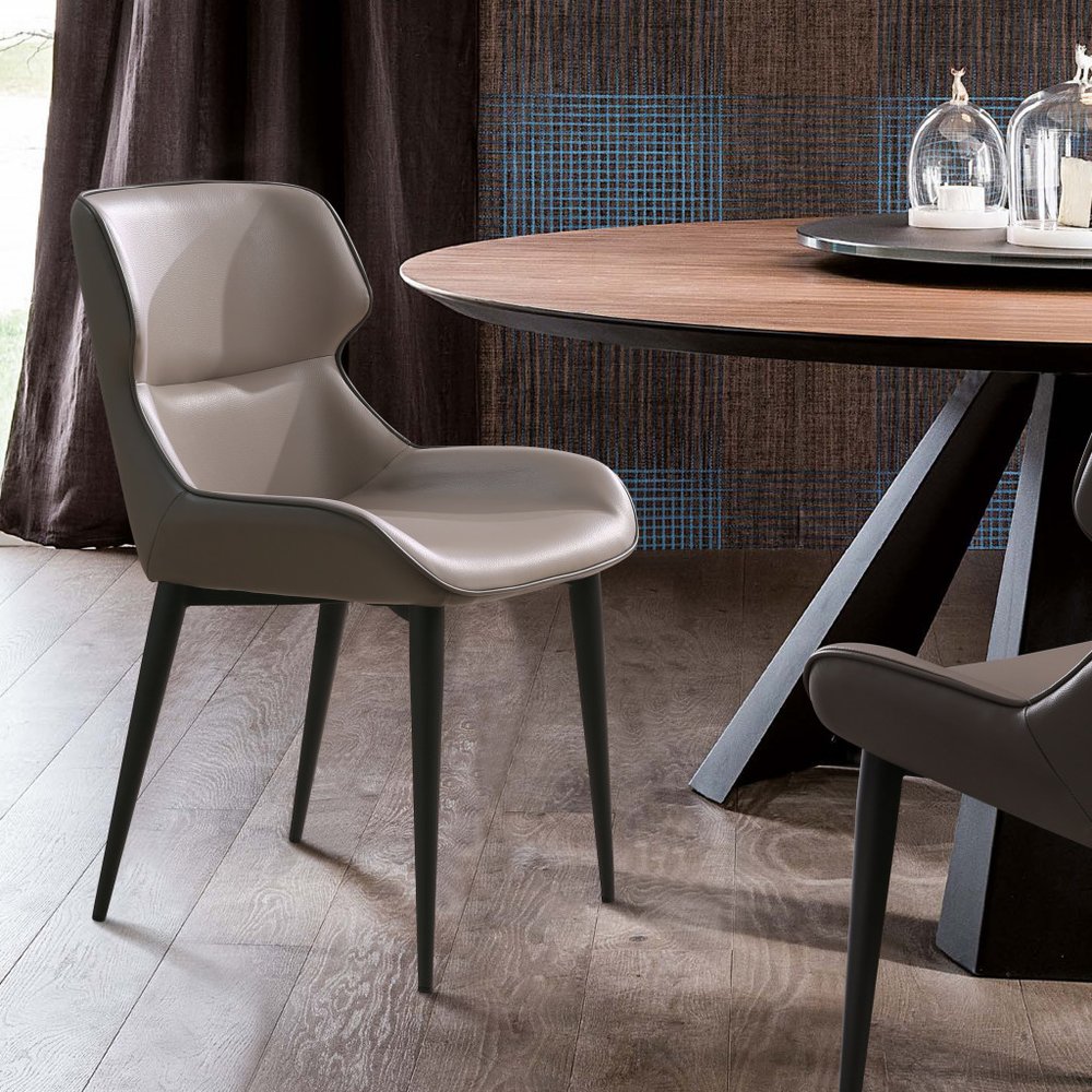 Gray and Black Upholstered Faux Leather Dining Side Chair HomeRoots