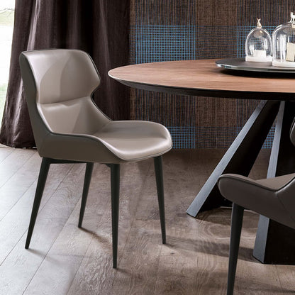 Gray and Black Upholstered Faux Leather Dining Side Chair HomeRoots