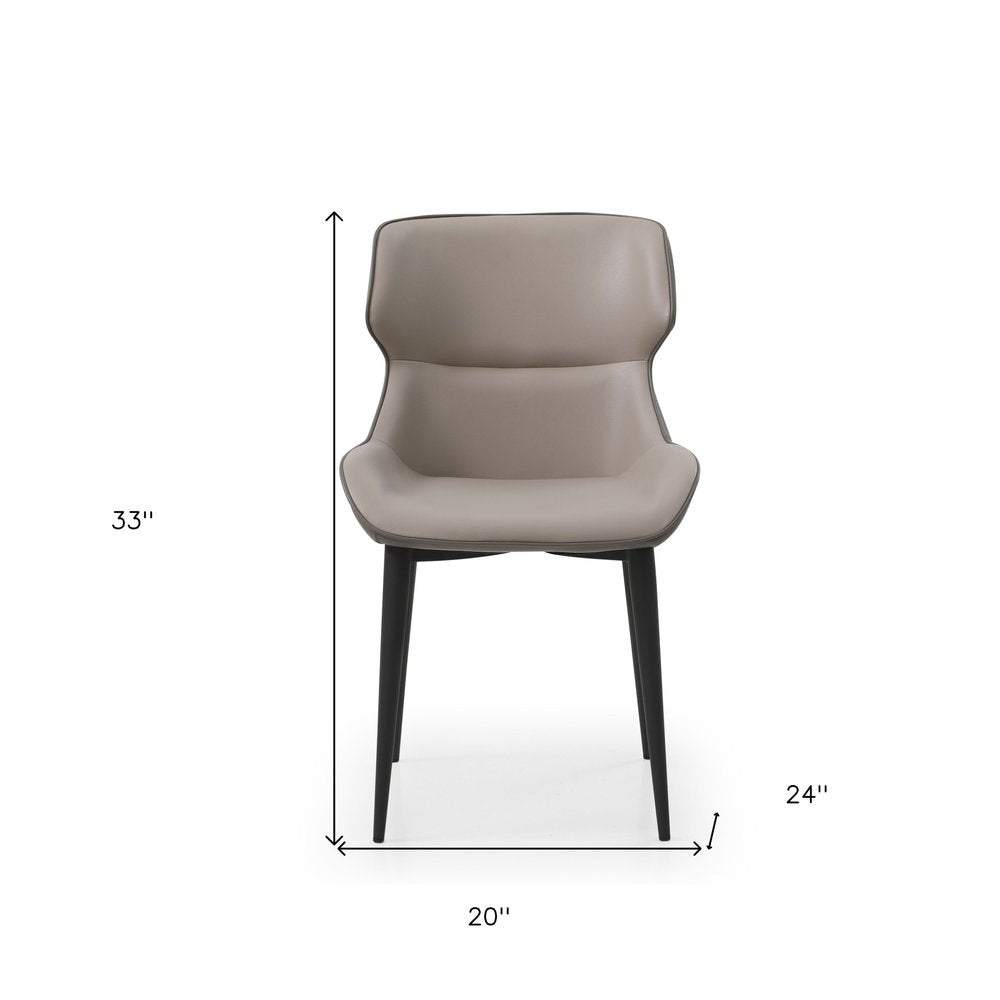 Gray and Black Upholstered Faux Leather Dining Side Chair HomeRoots