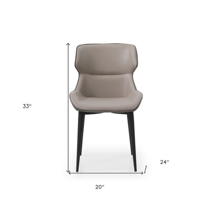 Gray and Black Upholstered Faux Leather Dining Side Chair HomeRoots
