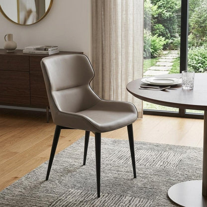 Gray and Black Upholstered Faux Leather Dining Side Chair HomeRoots