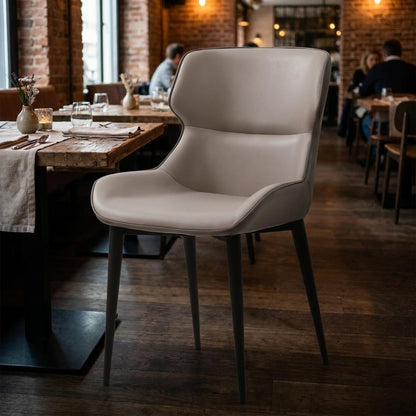 Gray and Black Upholstered Faux Leather Dining Side Chair HomeRoots