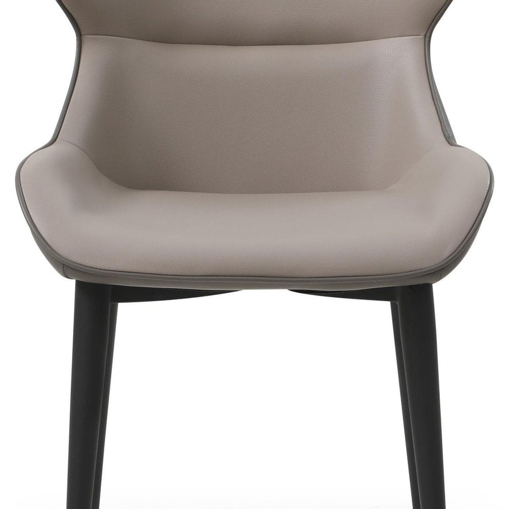 Gray and Black Upholstered Faux Leather Dining Side Chair HomeRoots