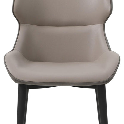 Gray and Black Upholstered Faux Leather Dining Side Chair HomeRoots