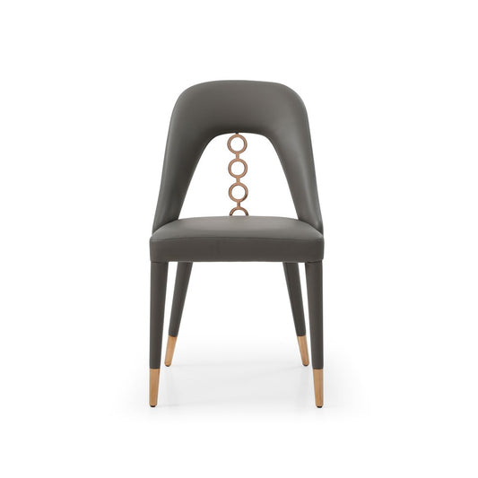 Set of Two Gray Upholstered Faux Leather Dining Side Chairs HomeRoots