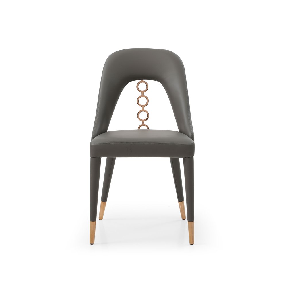 Set of Two Gray Upholstered Faux Leather Dining Side Chairs HomeRoots