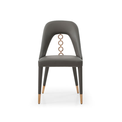 Set of Two Gray Upholstered Faux Leather Dining Side Chairs HomeRoots