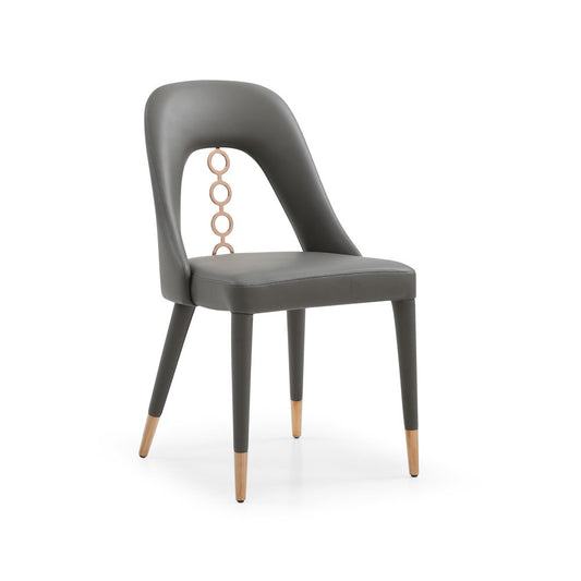Set of Two Gray Upholstered Faux Leather Dining Side Chairs HomeRoots