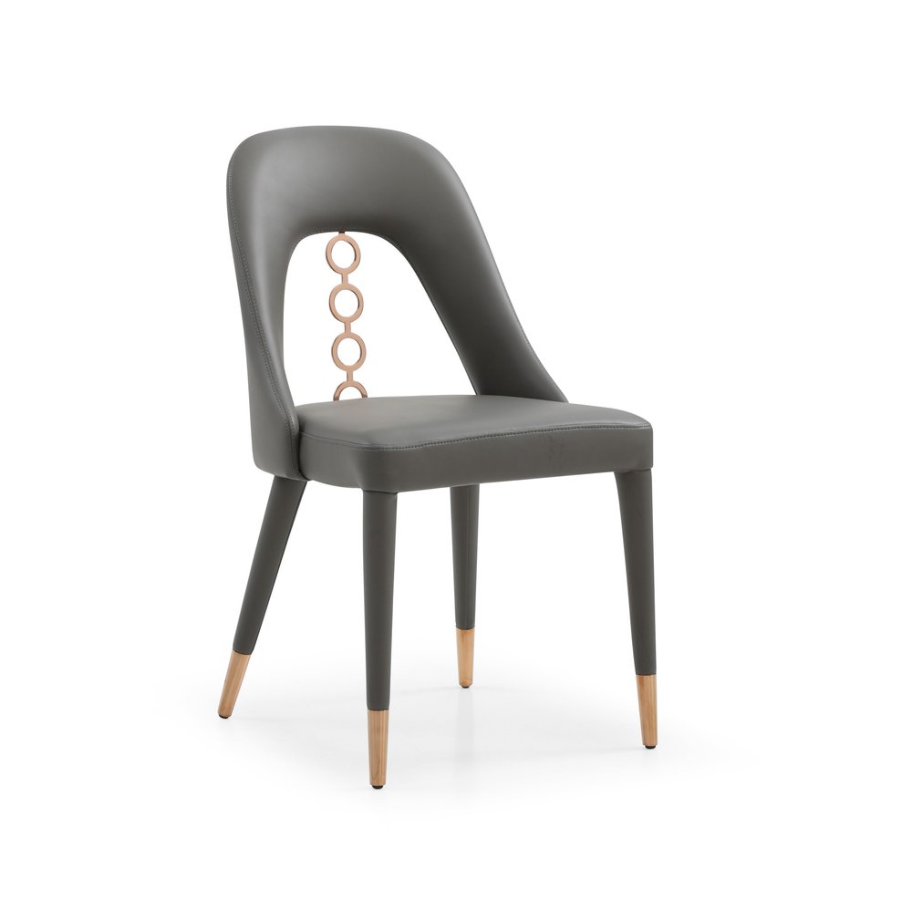 Set of Two Gray Upholstered Faux Leather Dining Side Chairs HomeRoots