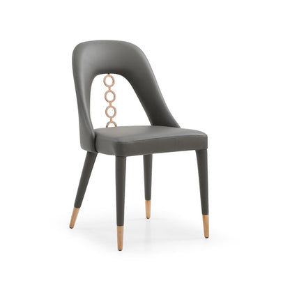 Set of Two Gray Upholstered Faux Leather Dining Side Chairs HomeRoots
