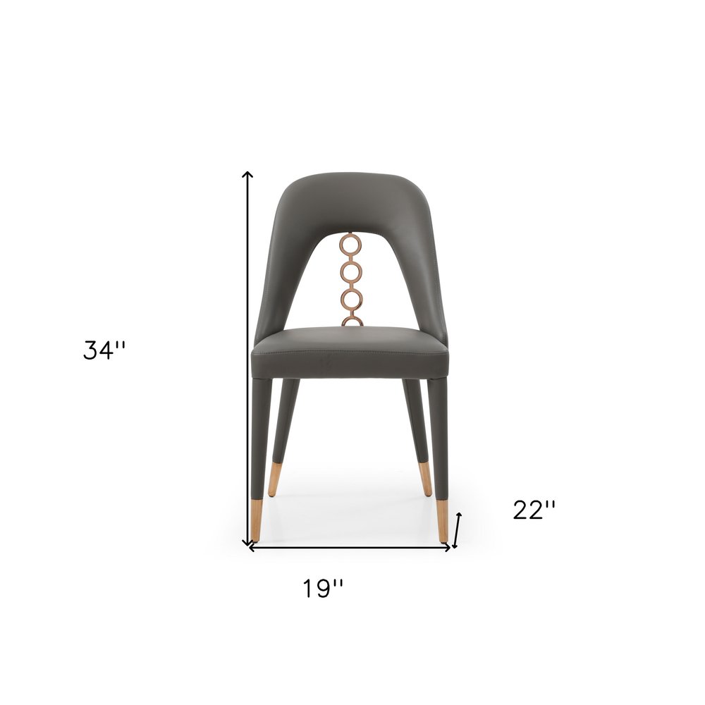 Set of Two Gray Upholstered Faux Leather Dining Side Chairs HomeRoots