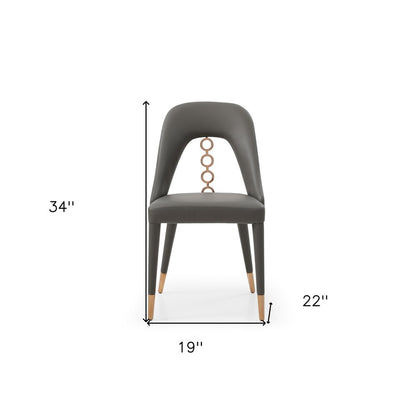 Set of Two Gray Upholstered Faux Leather Dining Side Chairs HomeRoots