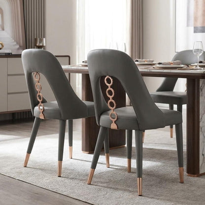 Set of Two Gray Upholstered Faux Leather Dining Side Chairs HomeRoots