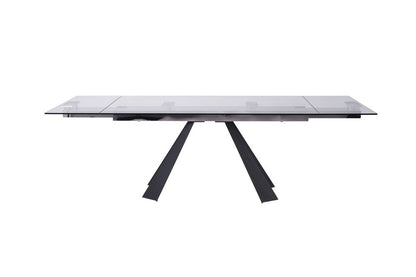 63" Clear And Black Glass And Metal Drop Leaf Pedestal Base Dining Table HomeRoots