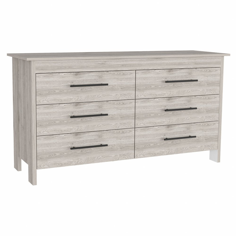 32" Light Gray Wood Six Drawer Double Dresser HomeRoots