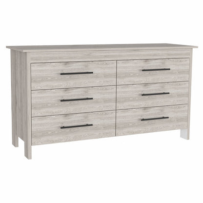 32" Light Gray Wood Six Drawer Double Dresser HomeRoots