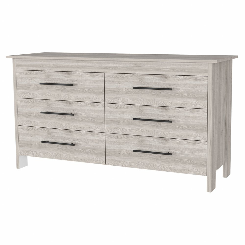 32" Light Gray Wood Six Drawer Double Dresser HomeRoots