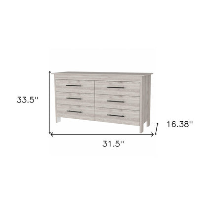 32" Light Gray Wood Six Drawer Double Dresser HomeRoots