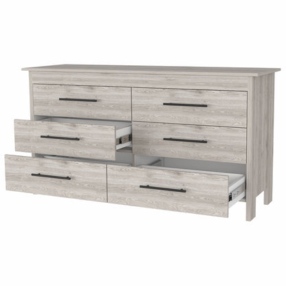 32" Light Gray Six Drawer Double Dresser