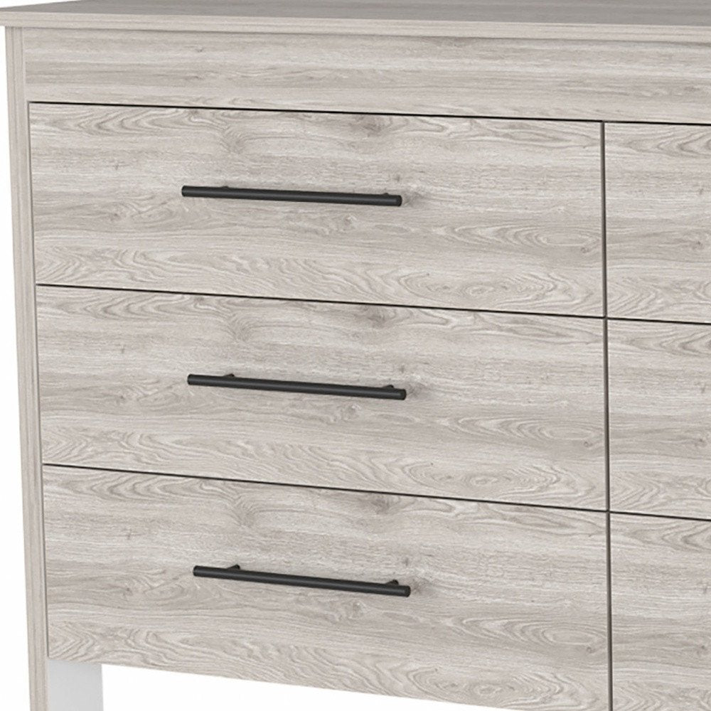 32" Light Gray Wood Six Drawer Double Dresser HomeRoots