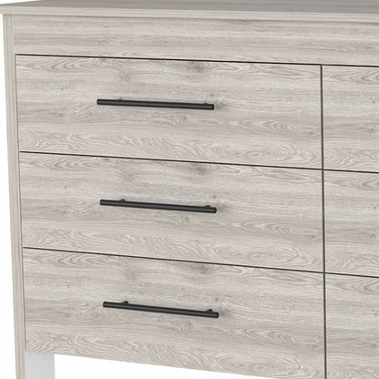 32" Light Gray Wood Six Drawer Double Dresser HomeRoots