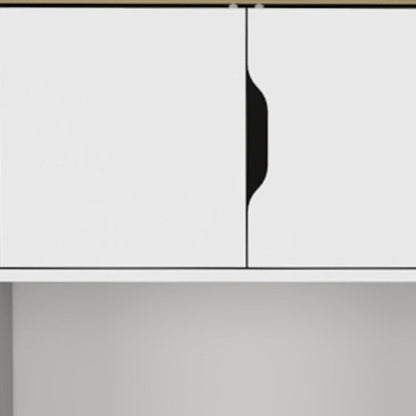 67" Natural And White Wood Four Door Pantry Or Storage Closet HomeRoots
