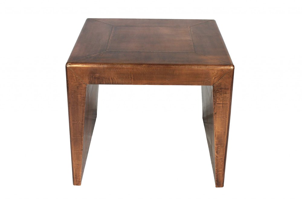 24" Copper Wood and Metal Square End Table HomeRoots