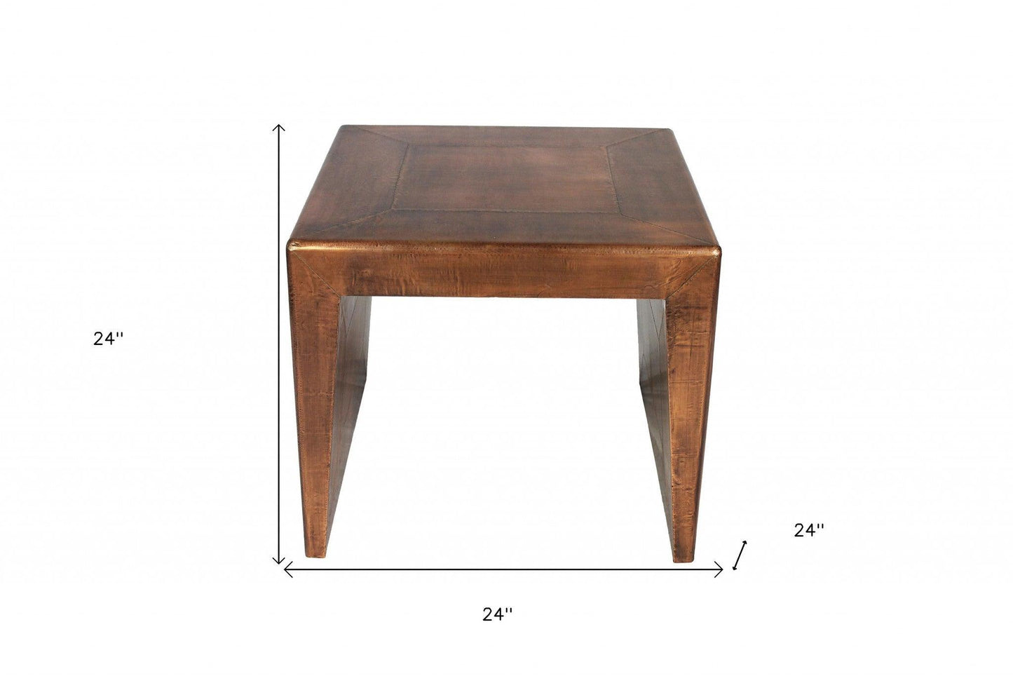 24" Copper Rustic Solid Wood Square End Table - FurniFindUSA