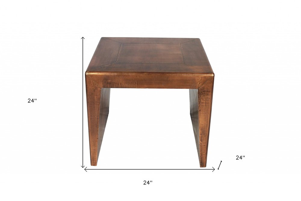 24" Copper Wood and Metal Square End Table HomeRoots