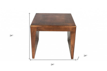 24" Copper Wood and Metal Square End Table HomeRoots