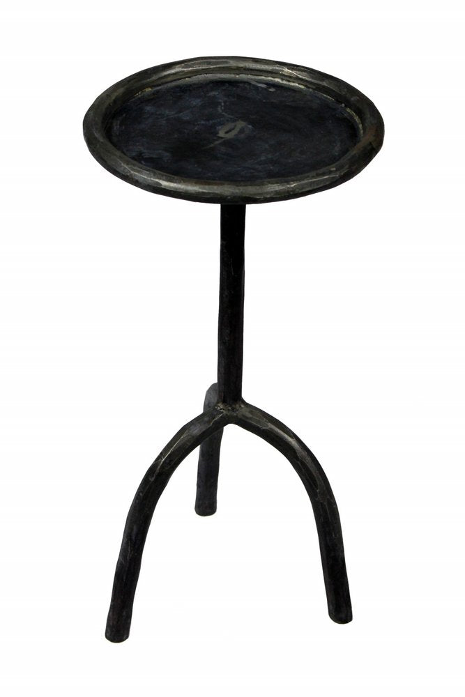23" Black Iron Pedestal Round End Table HomeRoots