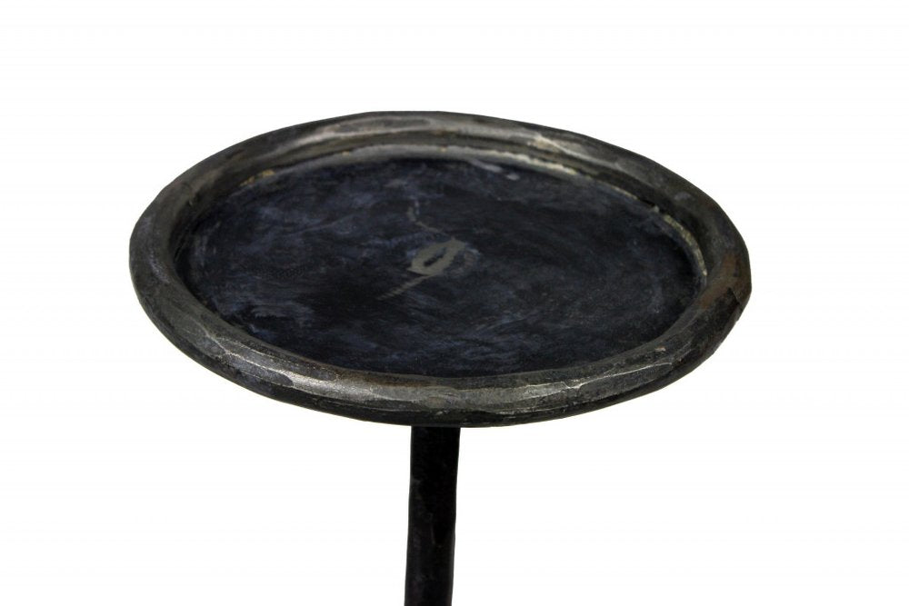 23" Black Iron Pedestal Round End Table — view 2