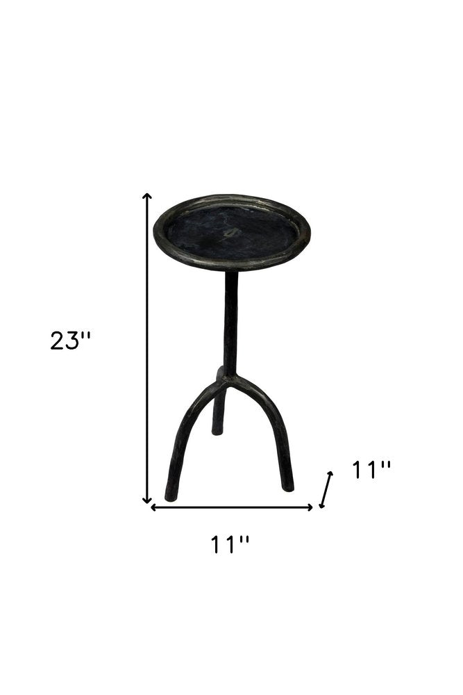 23" Black Iron Pedestal Round End Table — view 3
