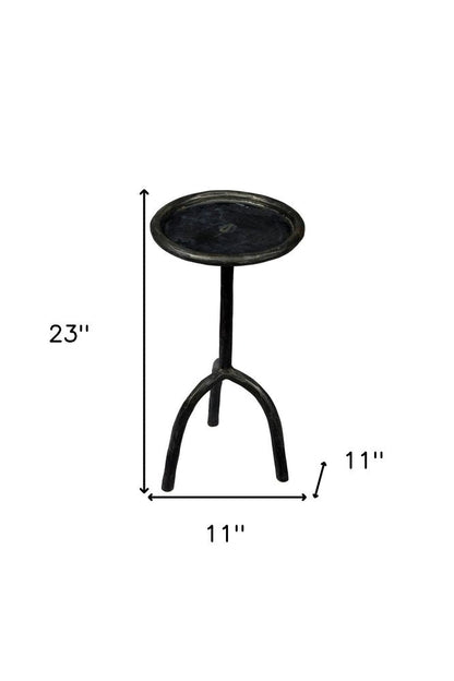23" Black Iron Pedestal Round End Table HomeRoots