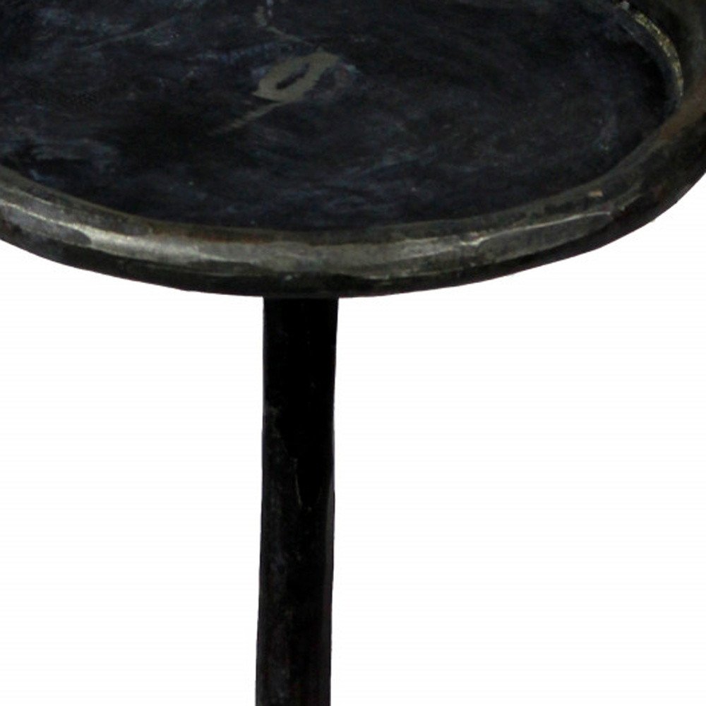 23" Black Iron Pedestal Round End Table — view 4