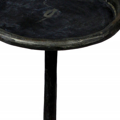 23" Black Iron Pedestal Round End Table HomeRoots