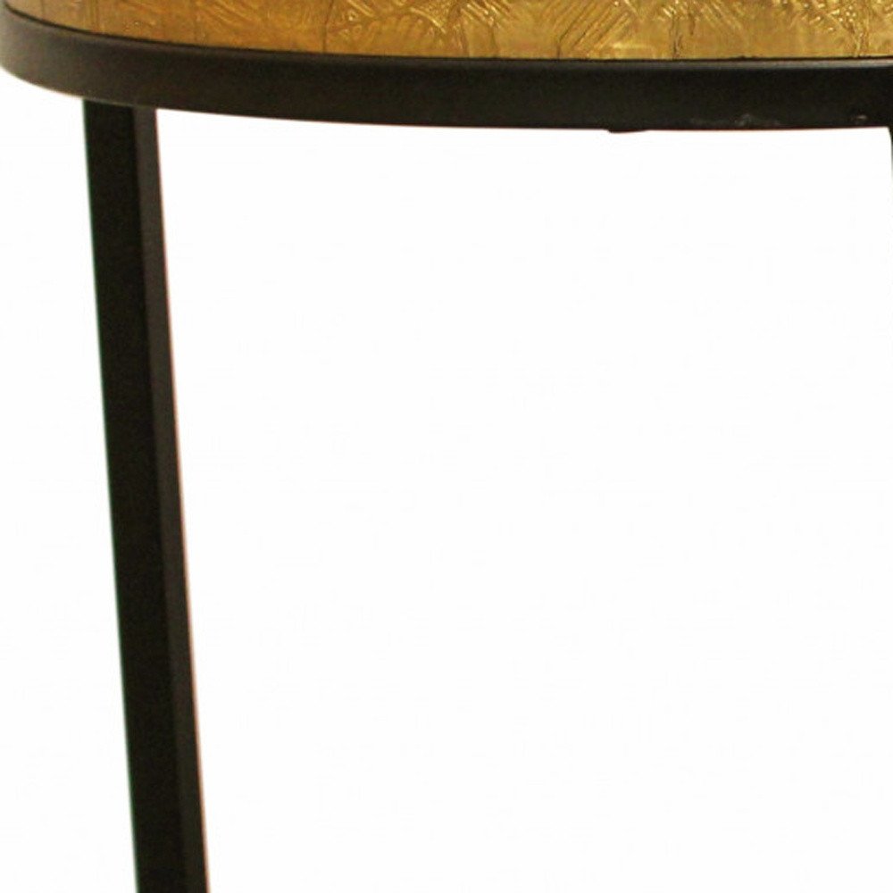 Set Of Three 19" Black And Brass Round Nested Tables HomeRoots