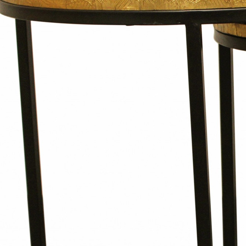 Set Of Three 19" Black And Brass Round Nested Tables HomeRoots