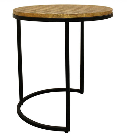 Set Of Three 19" Black And Brass Round Nested Tables HomeRoots