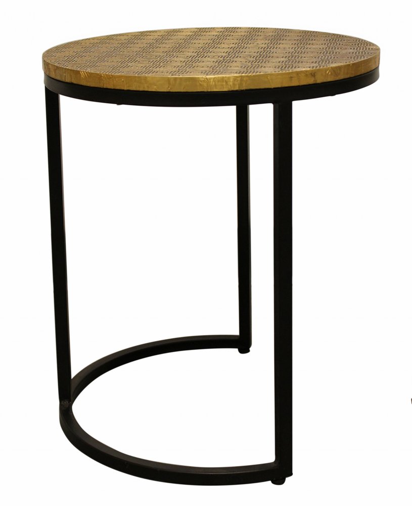 Set Of Three 19" Black And Brass Round Nested Tables HomeRoots