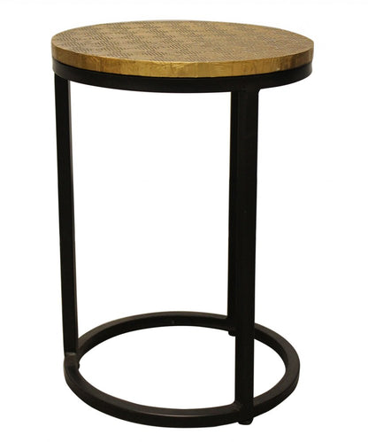 Set Of Three 19" Black And Brass Round Nested Tables HomeRoots