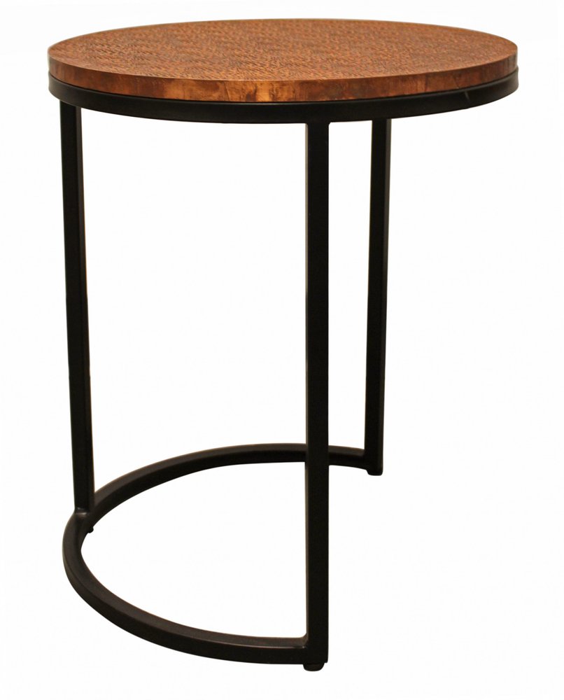 Set Of Three 19" Black And Copper Round Nested Tables HomeRoots