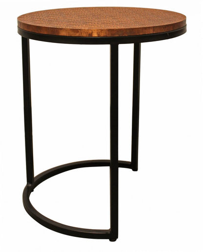 Set Of Three 19" Black And Copper Round Nested Tables HomeRoots