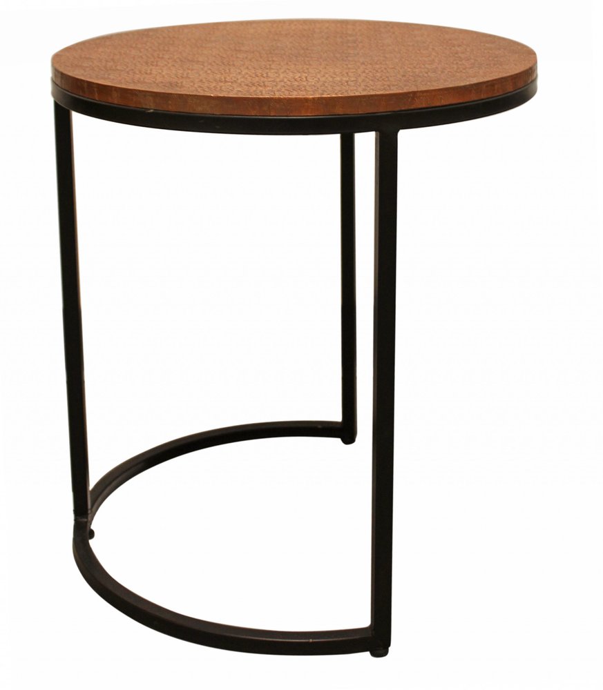 Set Of Three 19" Black And Copper Round Nested Tables HomeRoots