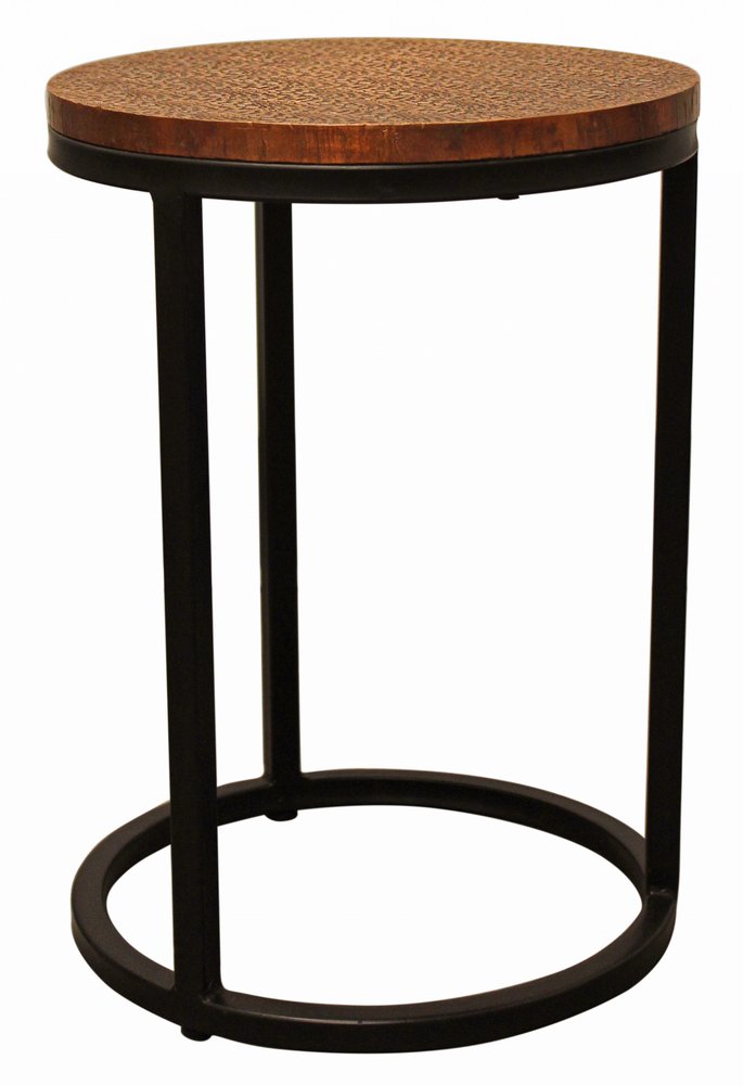 Set Of Three 19" Black And Copper Round Nested Tables HomeRoots