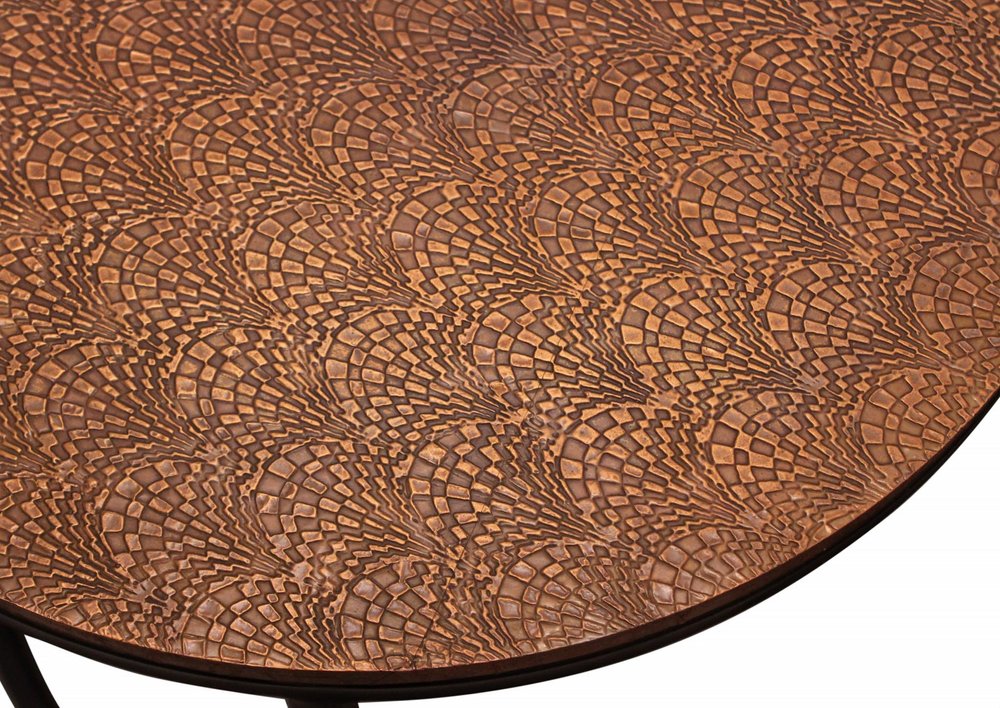 Set Of Three 19" Black And Copper Round Nested Tables HomeRoots