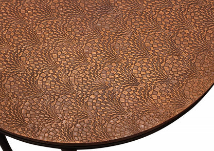 Set Of Three 19" Black And Copper Round Nested Tables HomeRoots