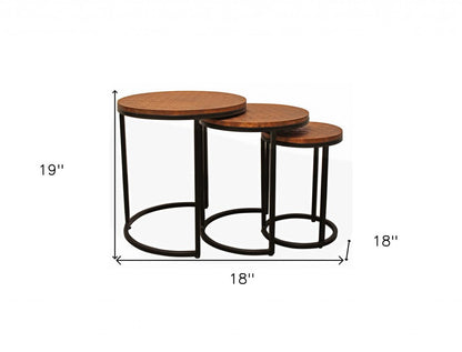 Set Of Three 19" Black And Copper Round Nested Tables HomeRoots
